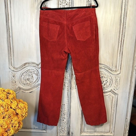 Red Suede Five Pocket Jeans Straight Leg Fully Lined Size M-L VINTAGE - Picture 5 of 10